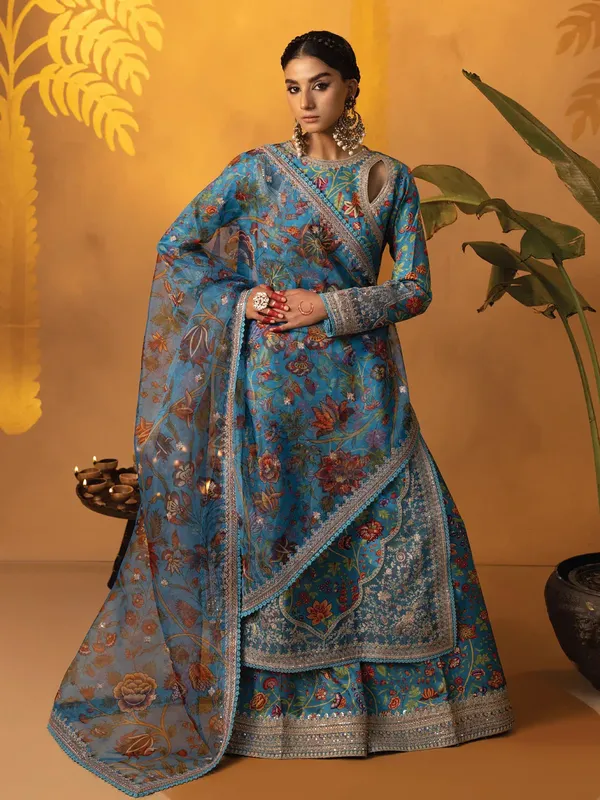 Faiza Faisal Signature Pret Eid Edit Sky Blue Organza – view 1 – Poshaq