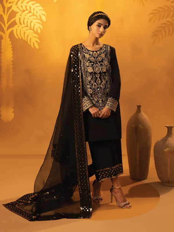 Faiza Faisal Signature Pret Eid Edit Black Organza – view 1 – Poshaq
