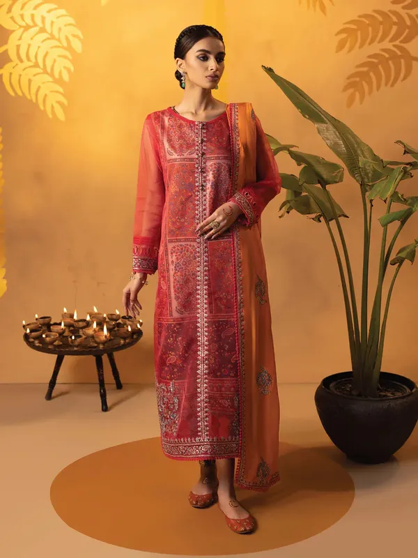 Faiza Faisal Signature Pret Eid Edit Red Organza – view 1 – Poshaq