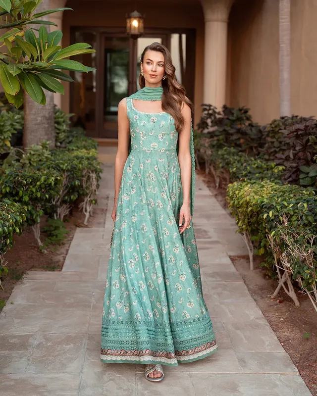 Faiza Saqlain Zurina Luxury Pret Turquoise Silk – view 1 – Poshaq