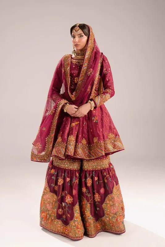 Fahad Hussayn Mutanjan Bridals Berry Tissue – view 1 – Poshaq