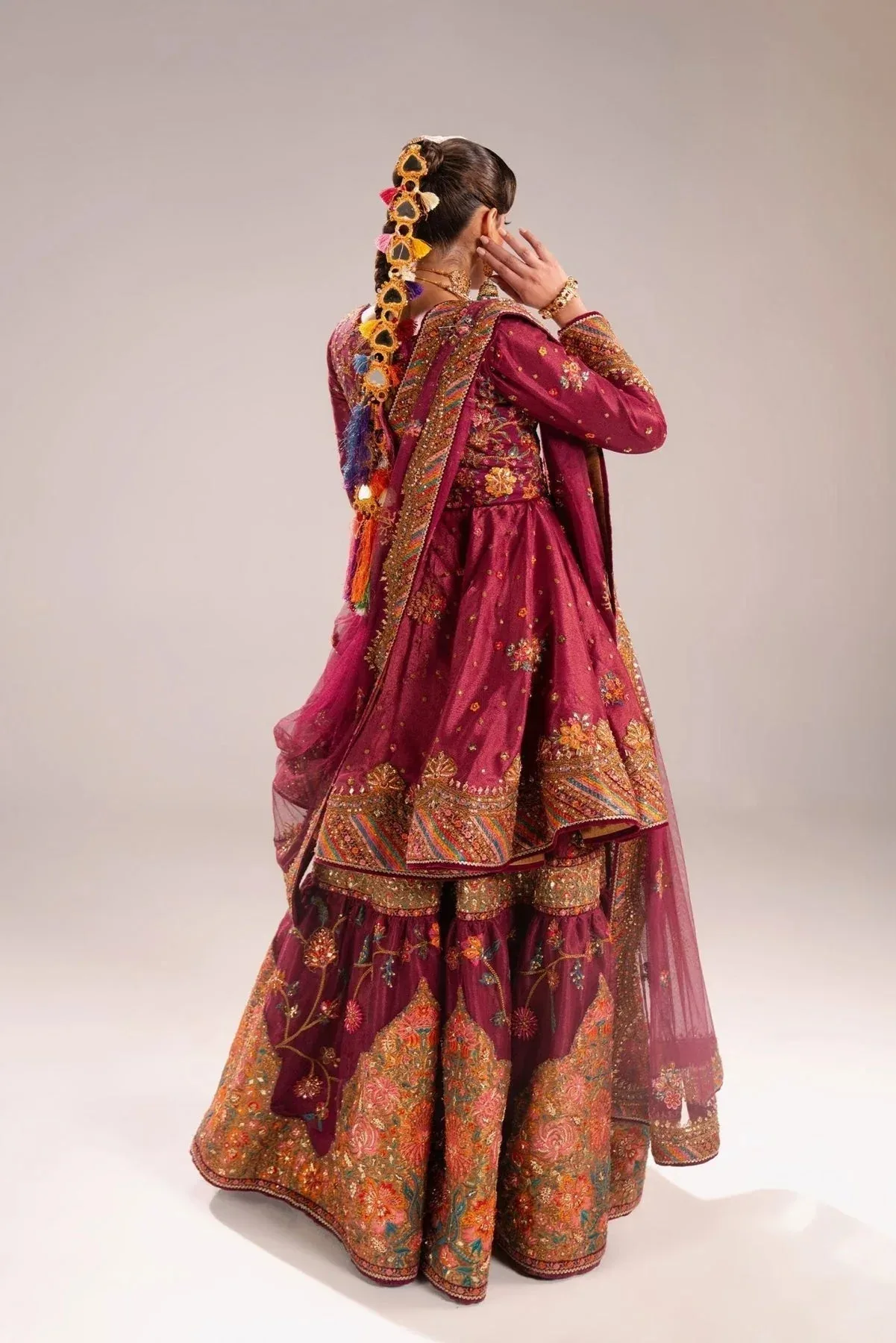 Fahad Hussayn Mutanjan Bridals Berry Tissue – view 2 – Poshaq