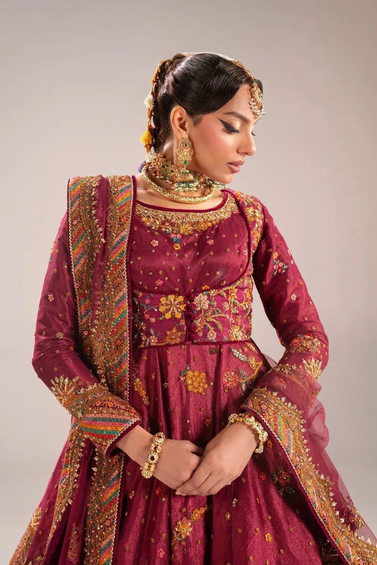 Fahad Hussayn Mutanjan Bridals Berry Tissue – view 3 – Poshaq