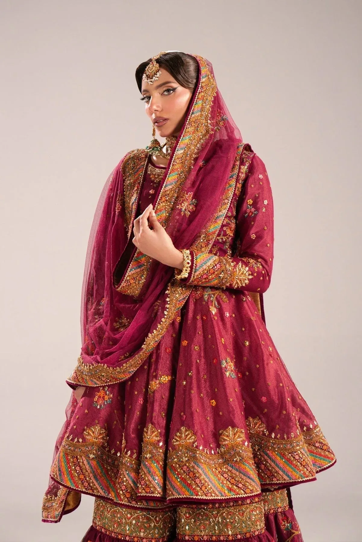 Fahad Hussayn Mutanjan Bridals Berry Tissue – view 4 – Poshaq