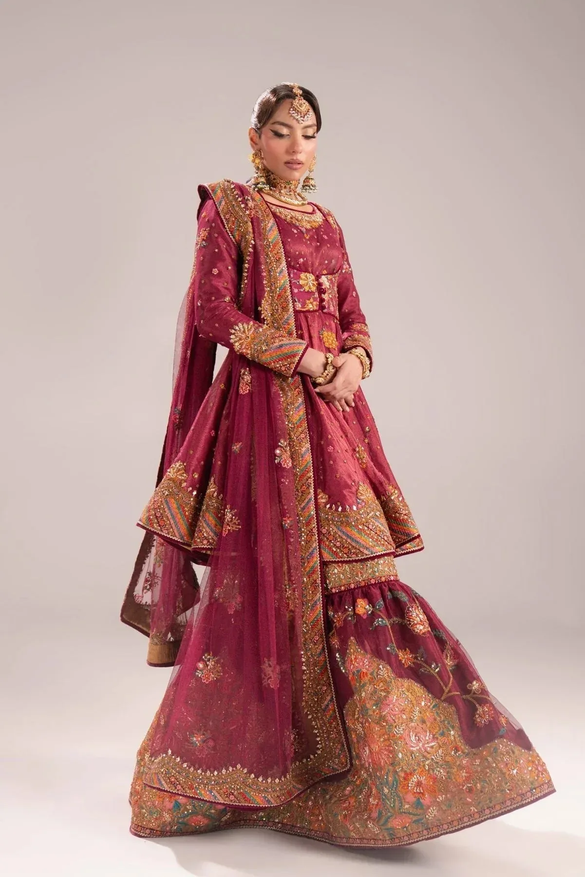 Fahad Hussayn Mutanjan Bridals Berry Tissue – view 5 – Poshaq