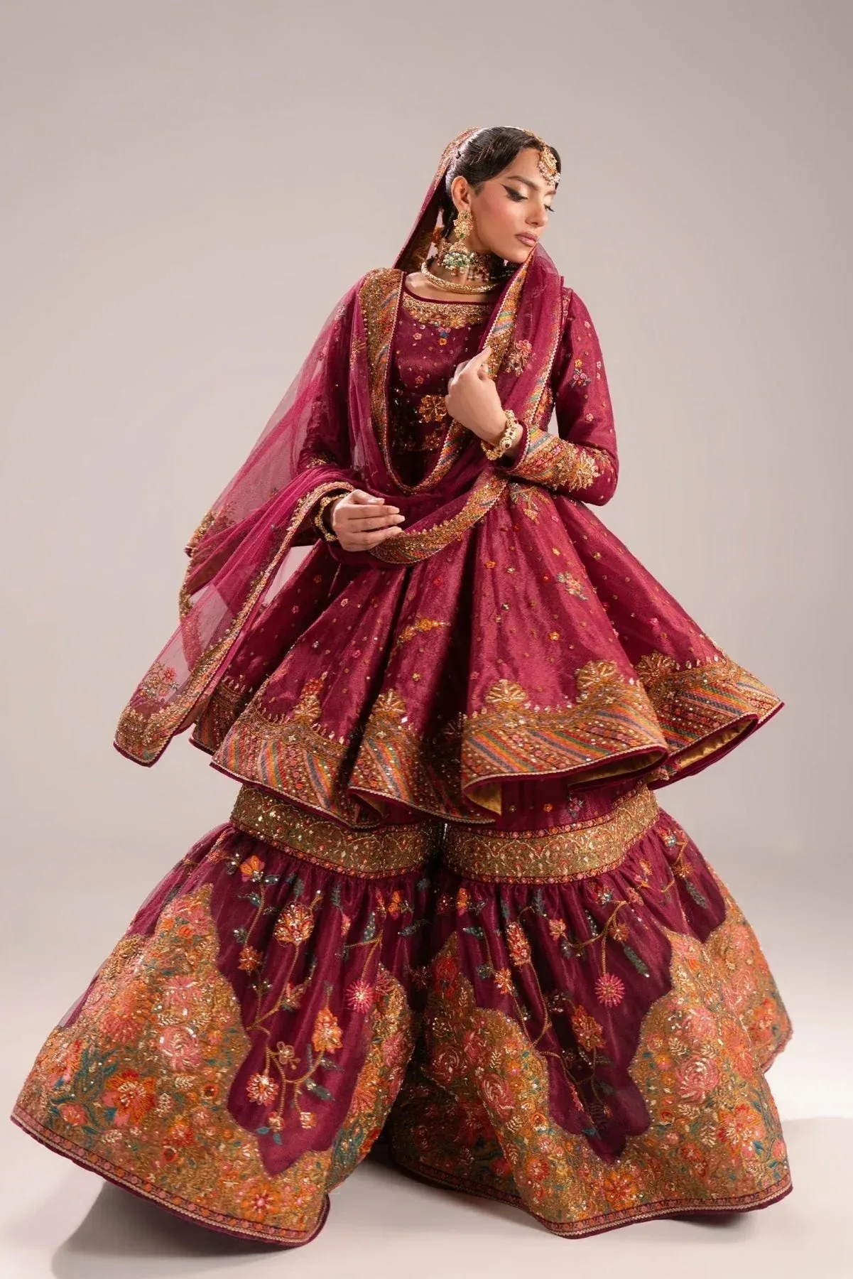 Fahad Hussayn Mutanjan Bridals Berry Tissue – view 6 – Poshaq