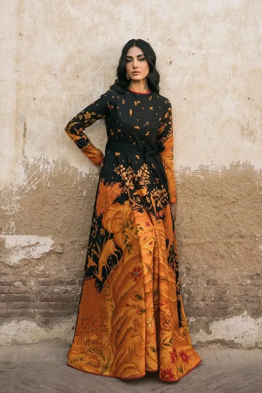 Fahad Hussayn Lawn Banger Black Lawn – view 1 – Poshaq