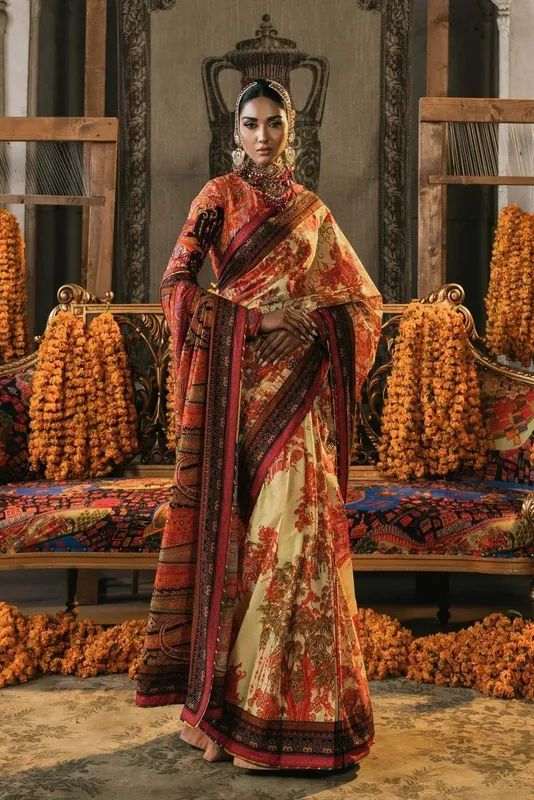 Fahad Hussayn Lawn Banger Beige Lawn – view 1 – Poshaq