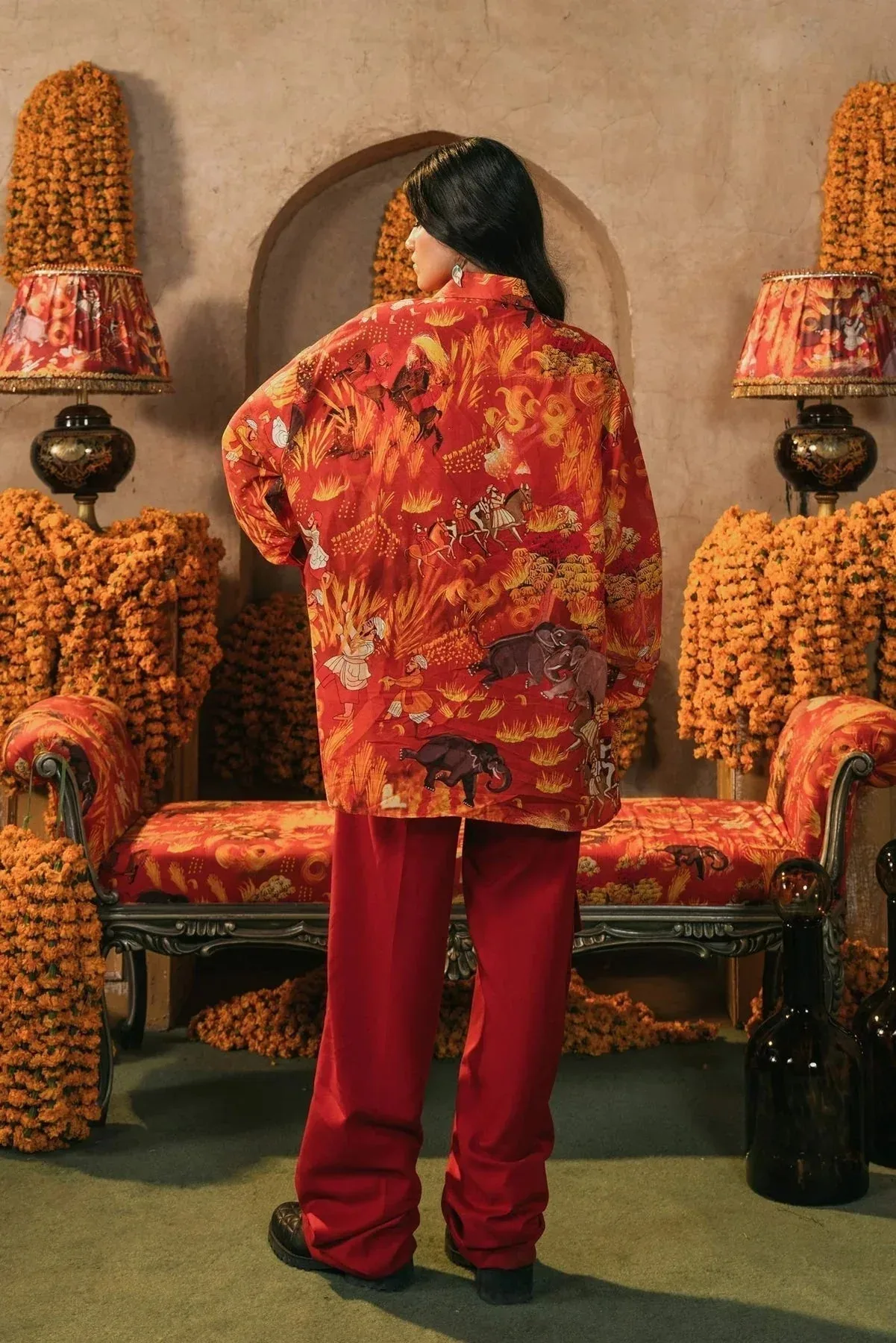 Fahad Hussayn Lawn Banger Red Lawn – view 2 – Poshaq