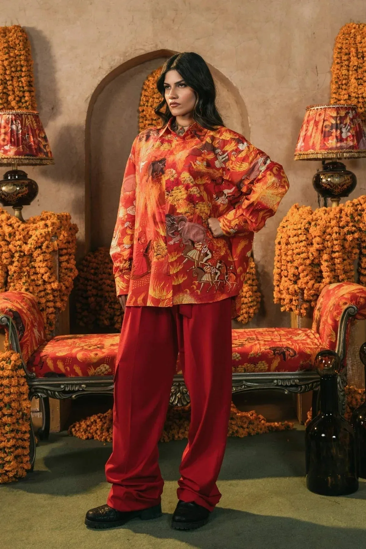 Fahad Hussayn Lawn Banger Red Lawn – view 5 – Poshaq