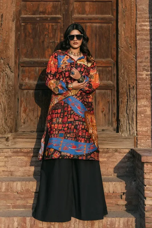 Fahad Hussayn Lawn Banger Black Lawn – view 1 – Poshaq