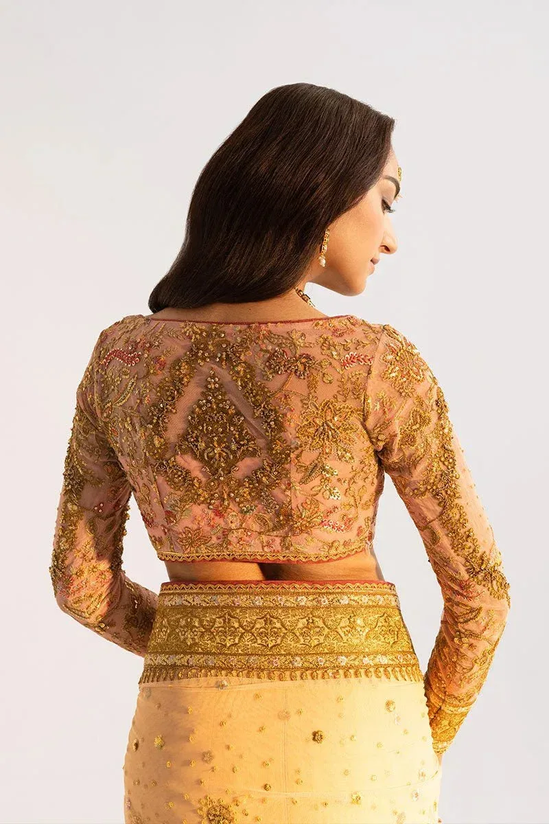 Fahad Hussayn Ashk o Atar Pale Peach Silk – view 2 – Poshaq