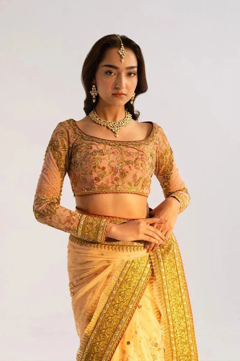 Fahad Hussayn Ashk o Atar Pale Peach Silk – view 3 – Poshaq