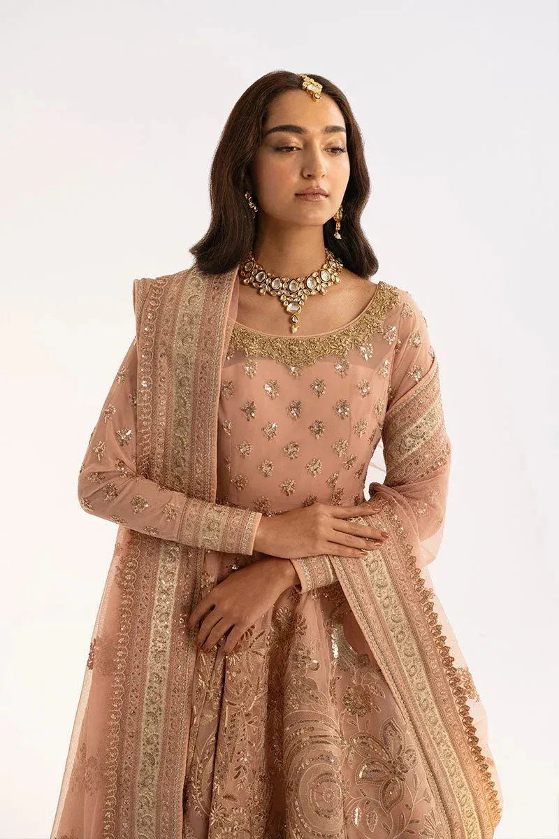 Fahad Hussayn Ashk o Atar Peach Pink Organza – view 3 – Poshaq