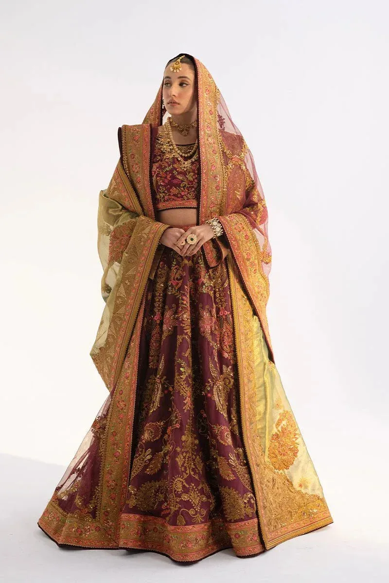 Fahad Hussayn Ashk o Atar Wine Berry Organza – view 1 – Poshaq