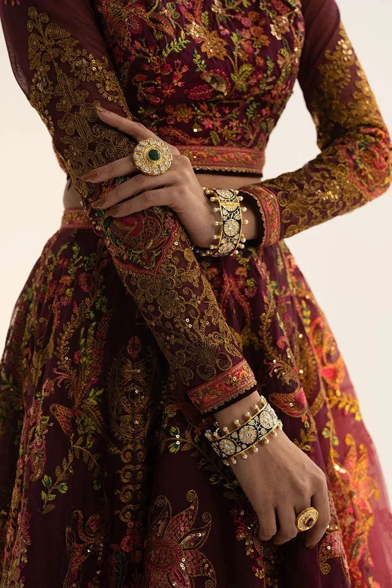 Fahad Hussayn Ashk o Atar Wine Berry Organza – view 4 – Poshaq