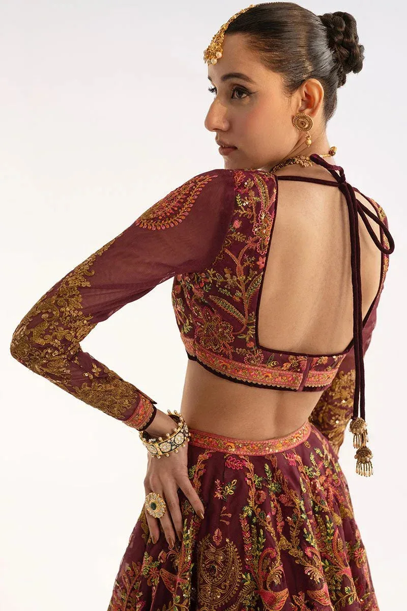 Fahad Hussayn Ashk o Atar Wine Berry Organza – view 5 – Poshaq