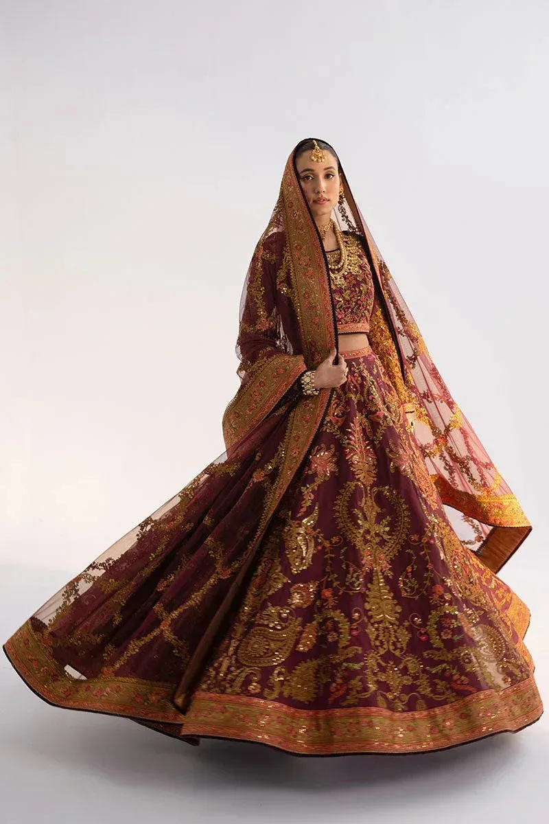 Fahad Hussayn Ashk o Atar Wine Berry Organza – view 6 – Poshaq
