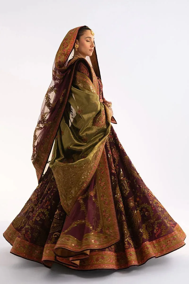 Fahad Hussayn Ashk o Atar Wine Berry Organza – view 7 – Poshaq