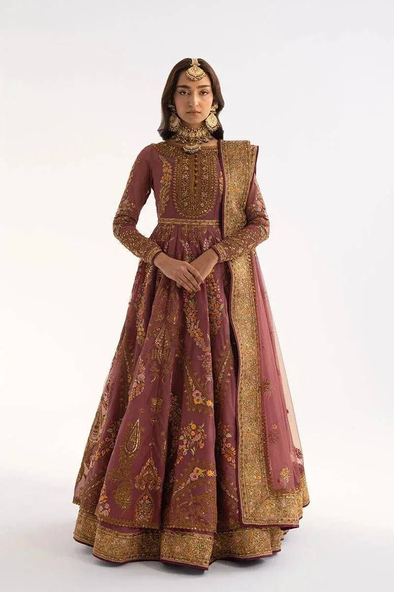 Fahad Hussayn Ashk o Atar Rosy Brown Silk – view 1 – Poshaq