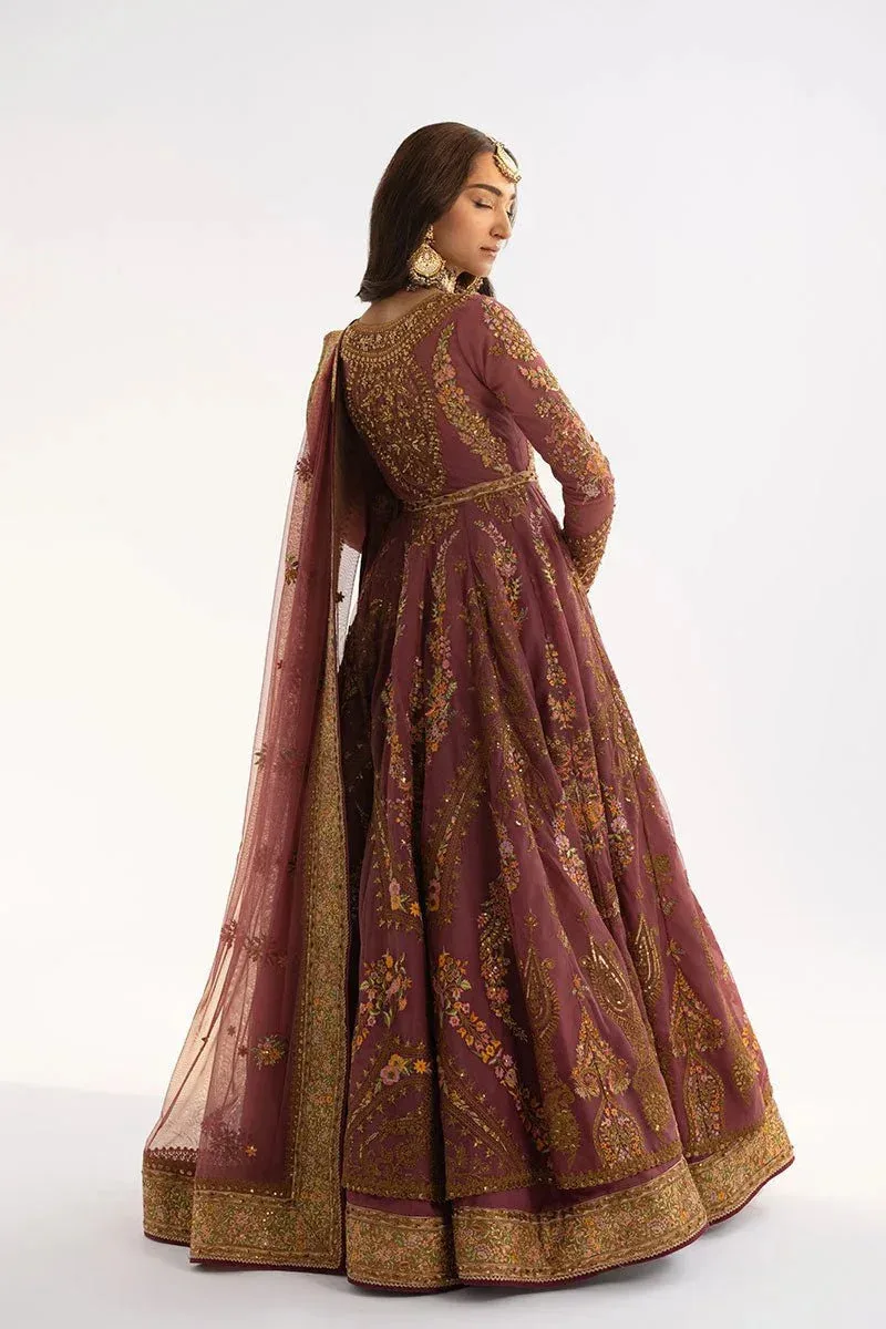 Fahad Hussayn Ashk o Atar Rosy Brown Silk – view 2 – Poshaq