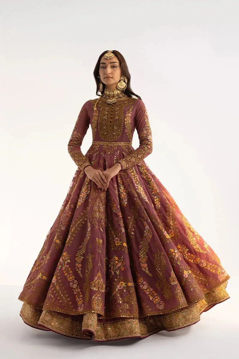 Fahad Hussayn Ashk o Atar Rosy Brown Silk – view 3 – Poshaq