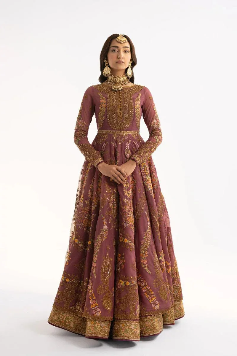 Fahad Hussayn Ashk o Atar Rosy Brown Silk – view 4 – Poshaq