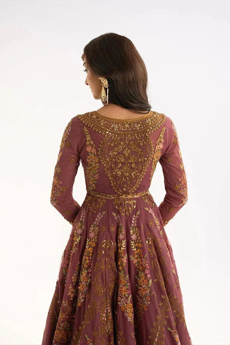 Fahad Hussayn Ashk o Atar Rosy Brown Silk – view 5 – Poshaq