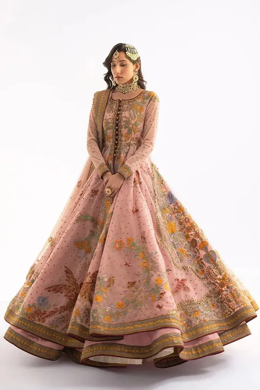 Fahad Hussayn Ashk o Atar Pink Organza – view 1 – Poshaq