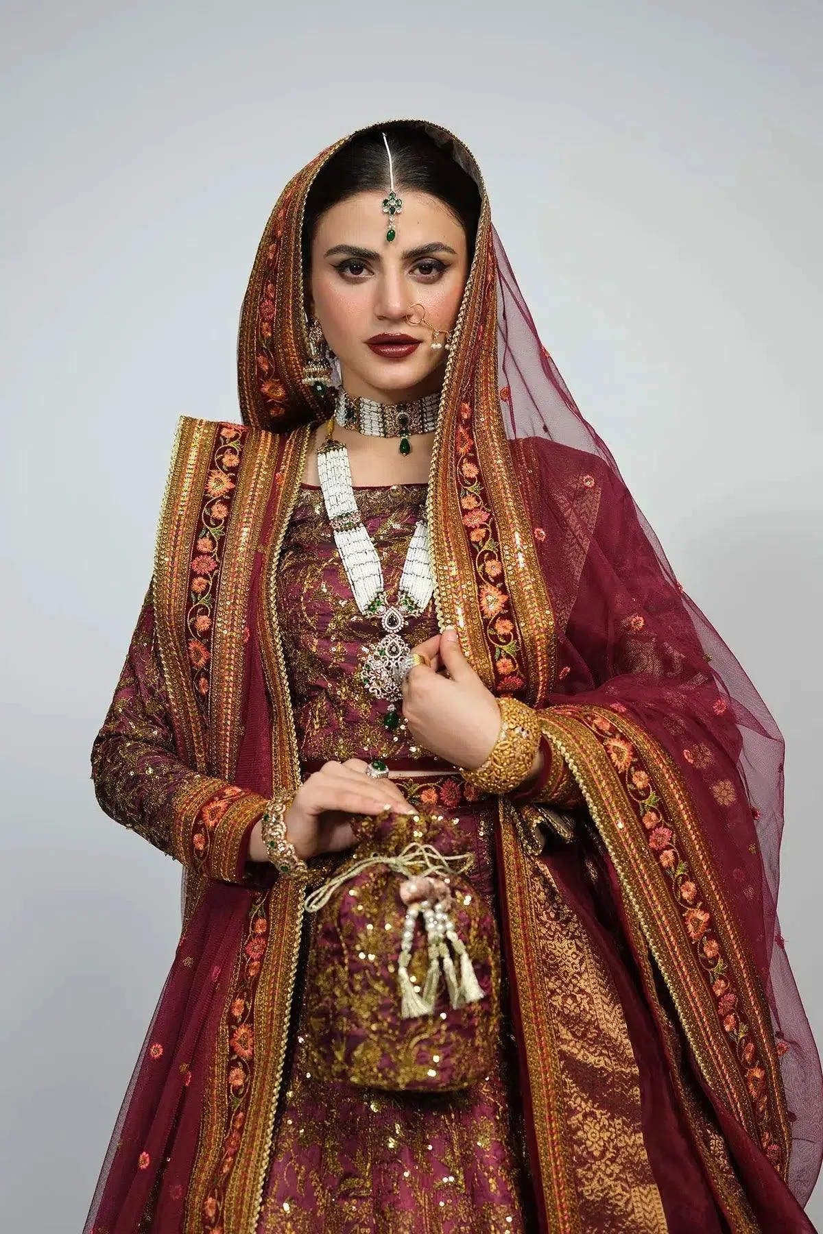 Fahad Hussayn National Sport Casbah Maroon Jacquard – view 3 – Poshaq
