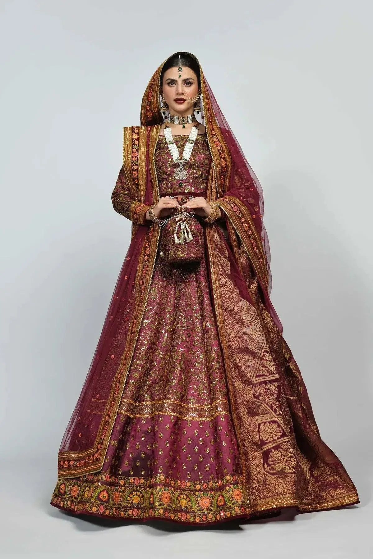 Fahad Hussayn National Sport Casbah Maroon Jacquard – view 5 – Poshaq