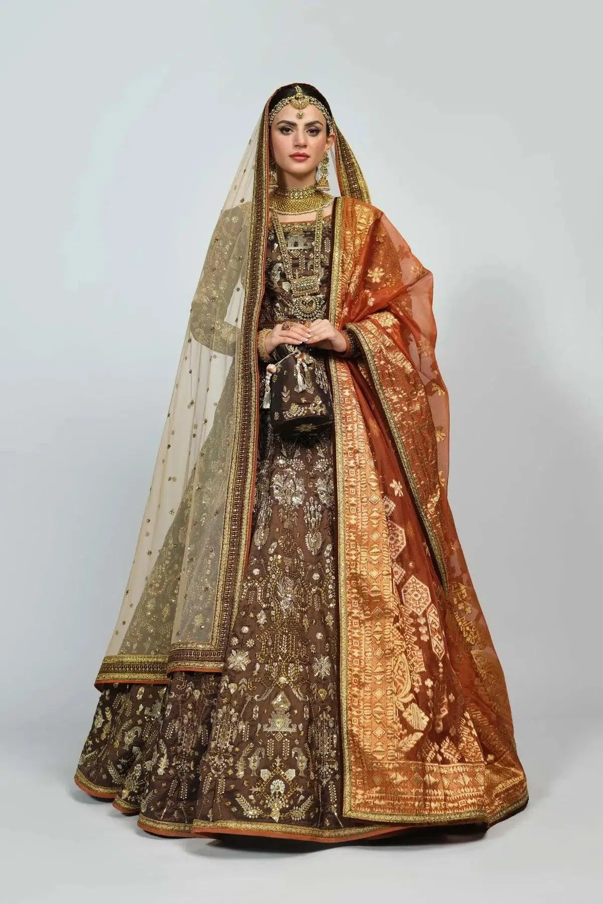 Fahad Hussayn National Sport Casbah Brown Jacquard – view 1 – Poshaq
