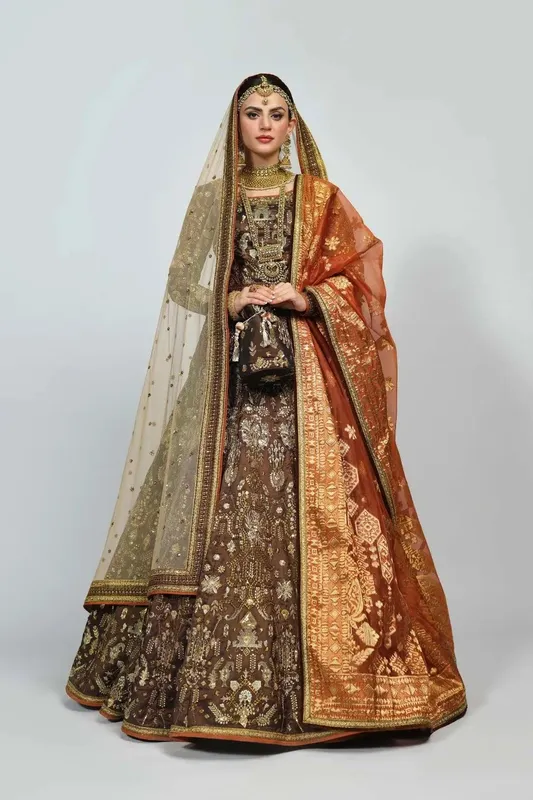Fahad Hussayn National Sport Casbah Brown Jacquard – view 1 – Poshaq