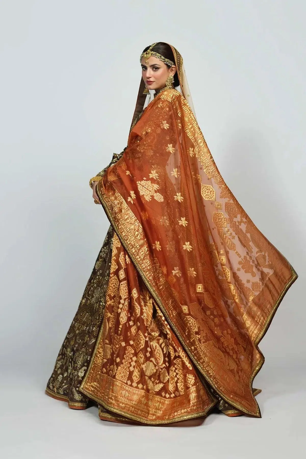 Fahad Hussayn National Sport Casbah Brown Jacquard – view 2 – Poshaq