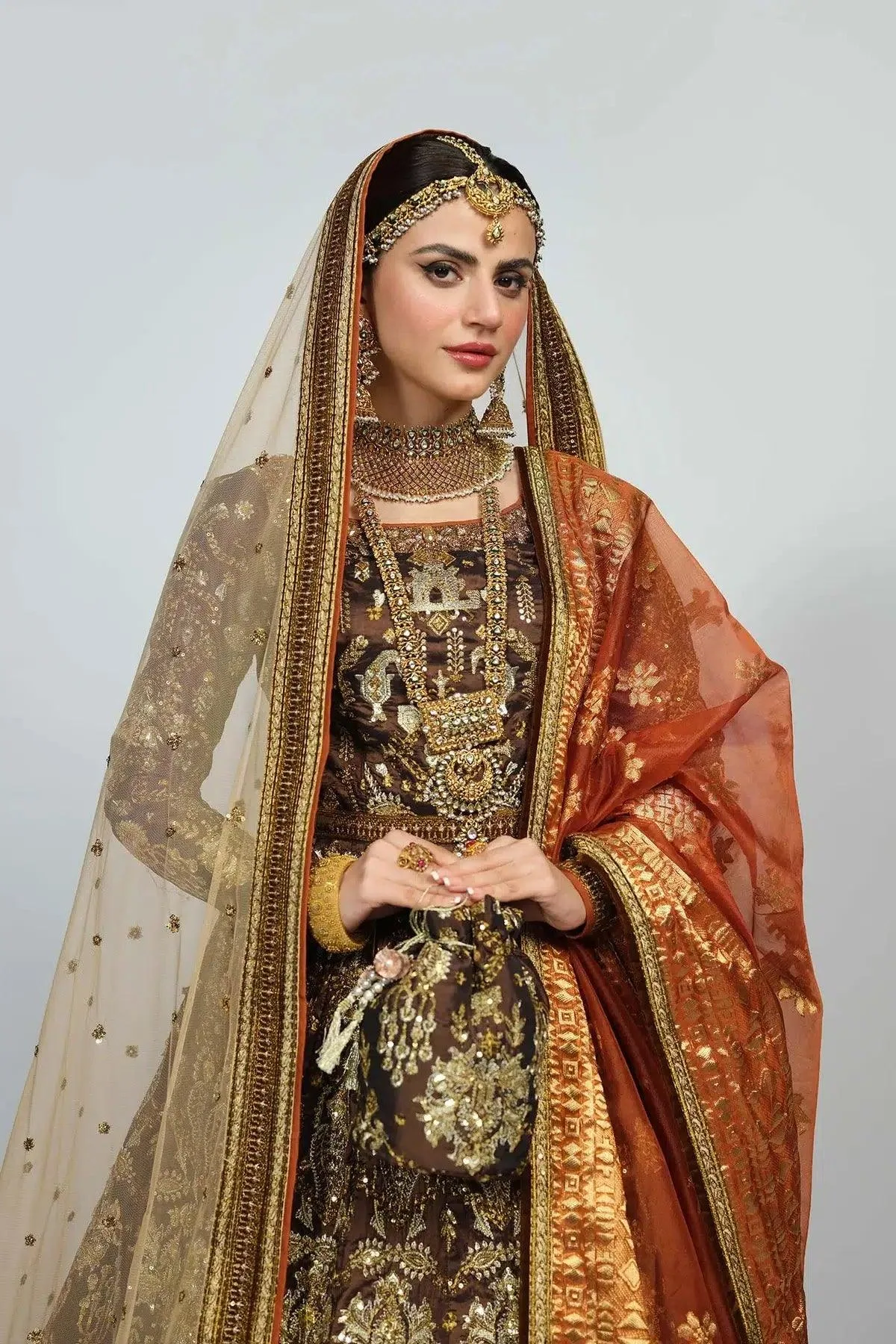 Fahad Hussayn National Sport Casbah Brown Jacquard – view 3 – Poshaq