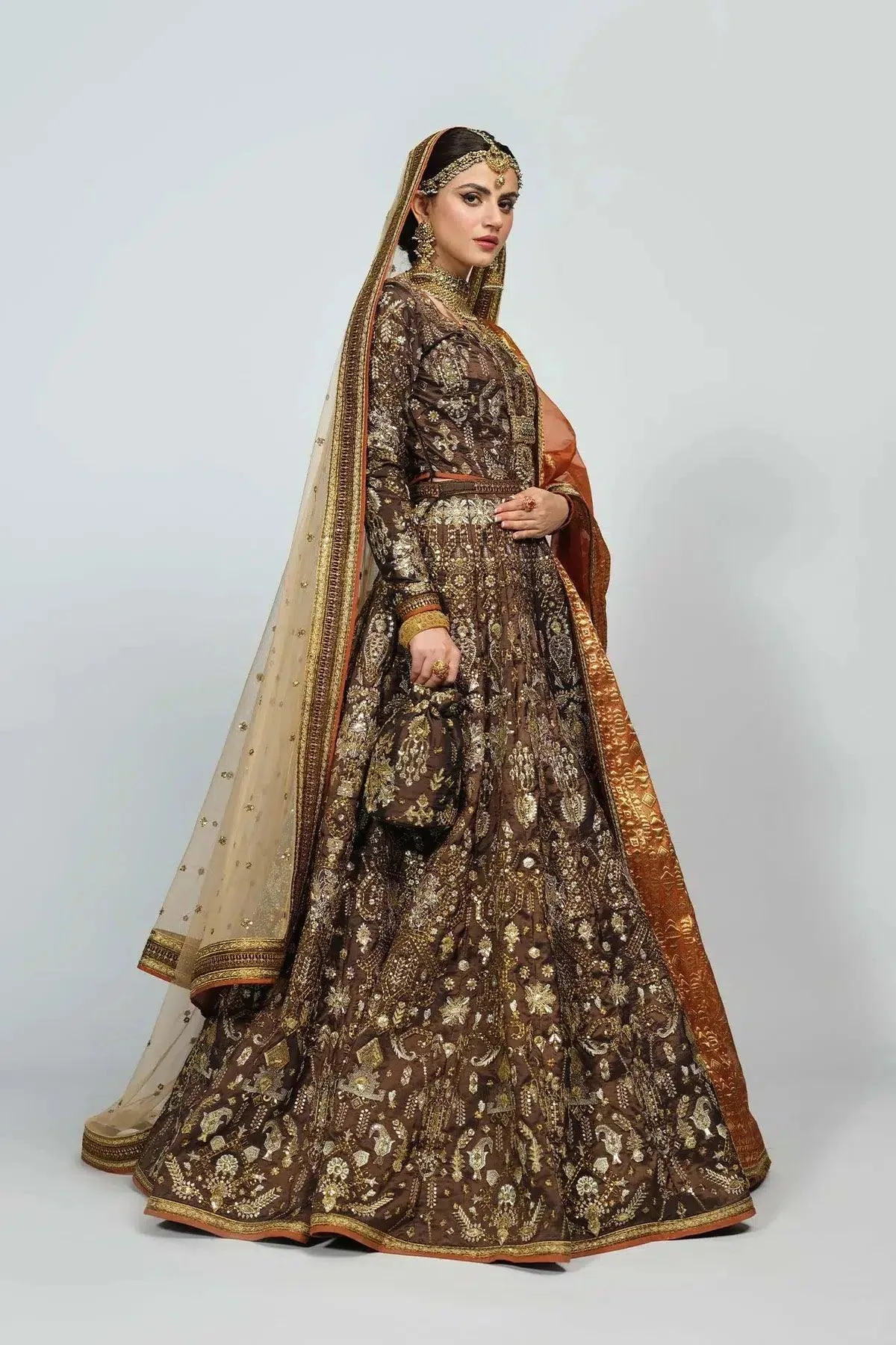 Fahad Hussayn National Sport Casbah Brown Jacquard – view 5 – Poshaq