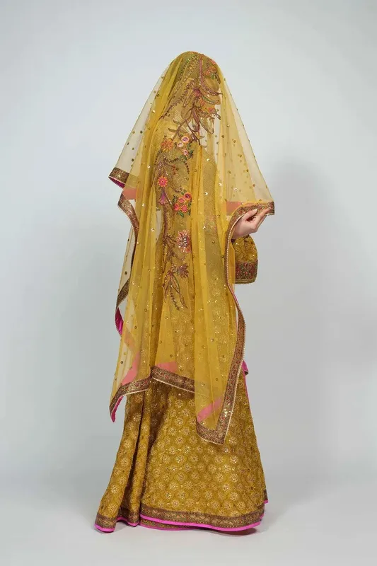 Fahad Hussayn National Sport Casbah Mustard Tissue – view 1 – Poshaq
