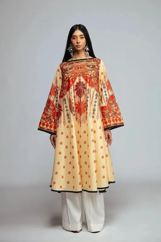Fahad Hussayn Tribalvention Formals Yellow Lawn – view 1 – Poshaq