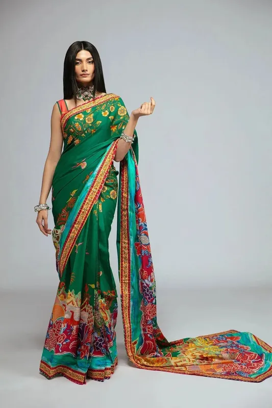 Fahad Hussayn Tribalvention Formals Green Lawn – view 1 – Poshaq