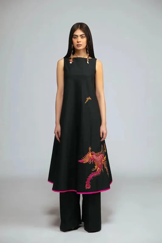 Fahad Hussayn Tribalvention Formals Black Lawn – view 1 – Poshaq