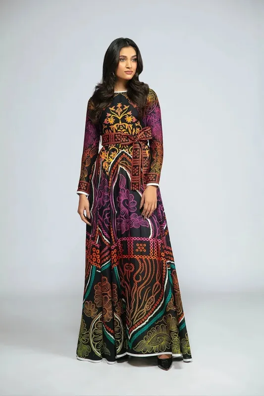 Fahad Hussayn Tribalvention Formals Black Lawn – view 1 – Poshaq