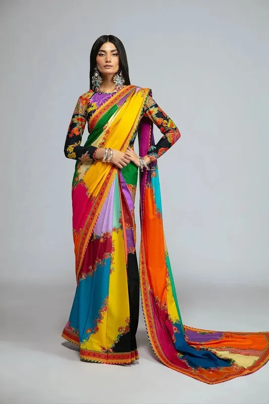 Fahad Hussayn Tribalvention Formals Black Lawn – view 1 – Poshaq