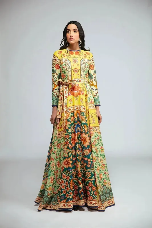 Fahad Hussayn Tribalvention Formals Yellow Lawn – view 1 – Poshaq