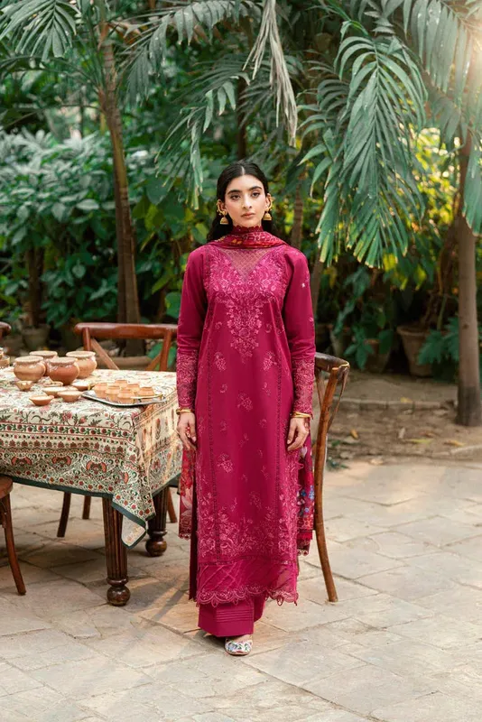 Florent Eid Edits Luxury Lawn Carmine Organza – view 1 – Poshaq