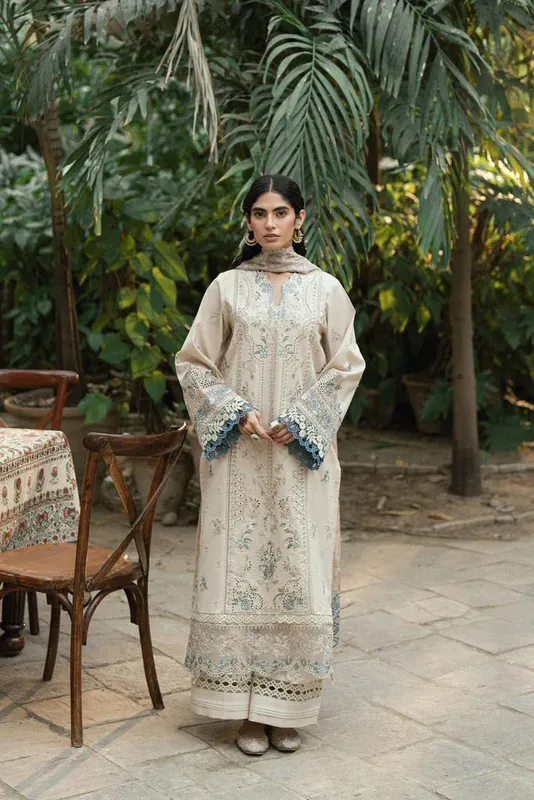 Florent Eid Edits Luxury Lawn Off White Cambric – view 1 – Poshaq