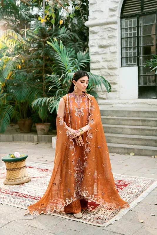 Florent Eid Edits Luxury Lawn Rust Cambric – view 1 – Poshaq