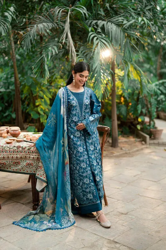 Florent Eid Edits Luxury Lawn Sea Green Chiffon – view 1 – Poshaq