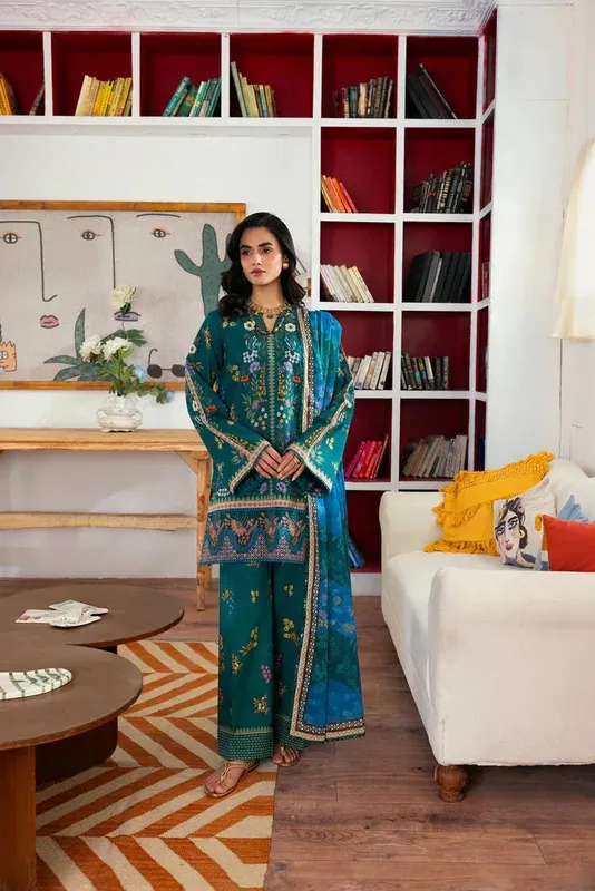 Florent Daily Wear Vol 2 Teal Green Chiffon – view 1 – Poshaq