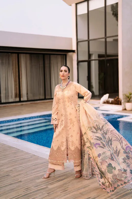 Florent Eid Collection Pale Peach Organza – view 1 – Poshaq