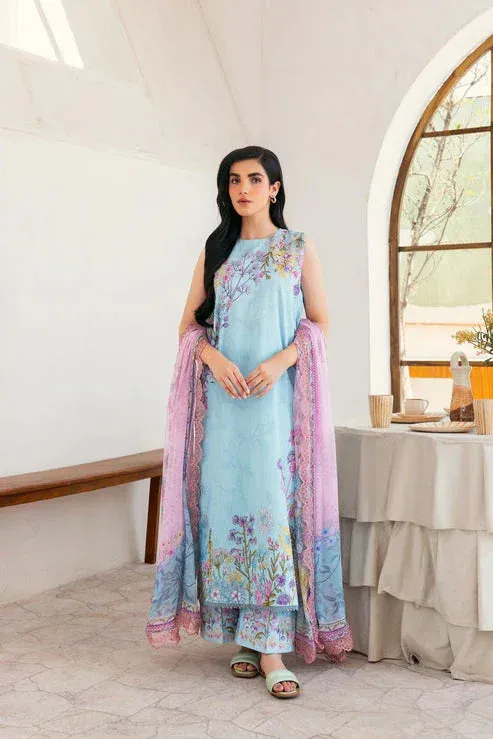 Florent Luxury Print Light Blue Chiffon – view 1 – Poshaq